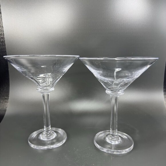Simon Pearce Cavendish Clear Optic Hand Blown Glass Martini Glasses Cups Set 2 - Picture 15 of 16